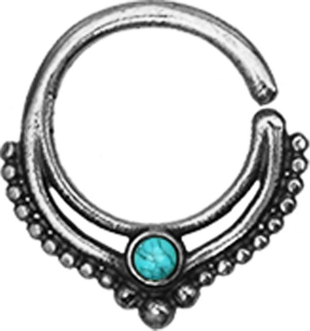 Immagine prodotto Star Piercing Micro Piercing Ring silber Kugelrand mit Türkis Stein (senza ottone, Argento 925)