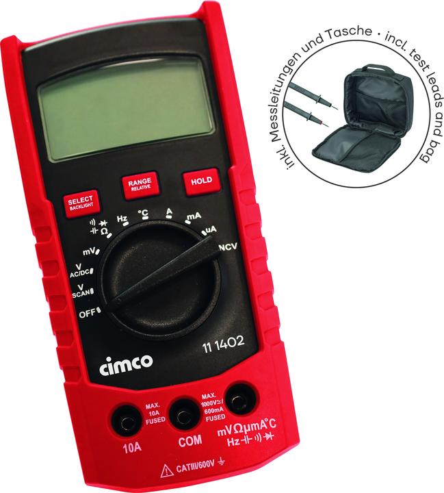 Produktbild Cimco Digitales Multimeter (CAT III 1000V, CAT IV 600V)
