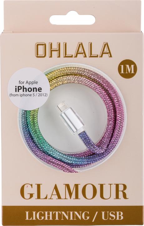 Produktbild Peter Jäckel OHLALA! Glamour 1m USB Data Cable Rainbow für Apple Lightning mit Sync- und Ladefunktion (1 m)