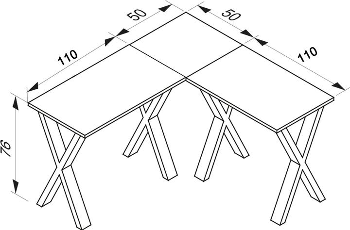 Produktbild VCM Büromöbel Eckschreibtisch Lona Tiefe 50 cm X Weiss (76 x 160 x 160 x 50 cm)