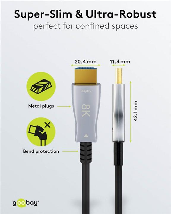 Image du produit Goobay Series 2.1 Optical Hybrid Ulra High-Speed HDMI™ Cable with Ethernet (AOC), 10 m, noir - Highges (10 m, HDMI)