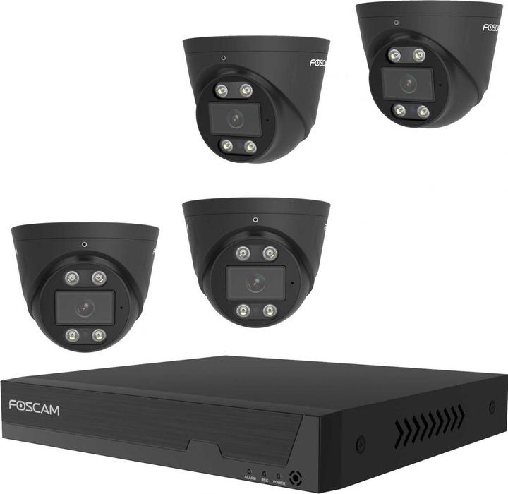 Immagine prodotto Foscam FNA108 E T4 2T (nero, FNA108E NVR PoE a 8 canali, 4x telecamera T8EP) (3840 x 2160 pixel)