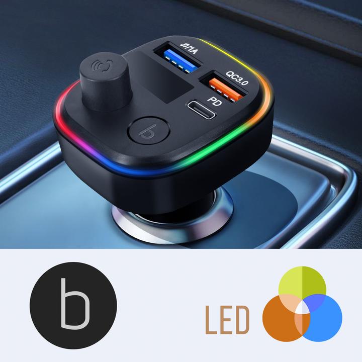 Image du produit Avizar Émetteur FM, connecteurs USB QC 3.0 + USB-C 18W