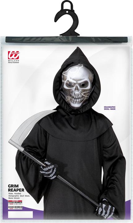Image du produit Widmann SENSEMANN" (tunique, masque holographique à tête de mort avec capuchon, gants en os) T. 116 (116)