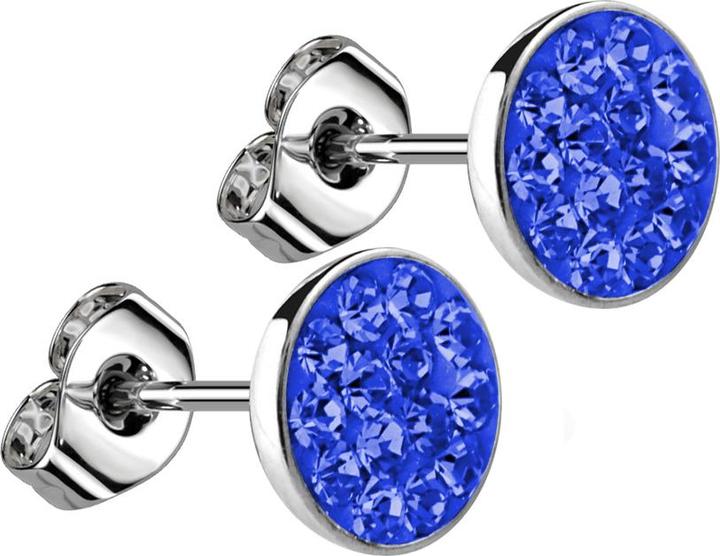 Star Piercing Ohrstecker silber Teller Kristall dunkelblau (Chirurgenstahl 316L, ohne Messing)