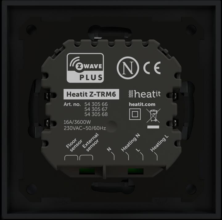 Produktbild Heatit controls - Z-TRM6 3600W 16A Z-Wave-Thermostat, schwarz