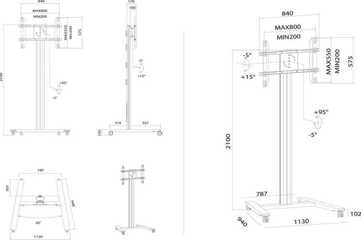 Actual product image Multibrackets 210 HD Single (80", 60 kg)