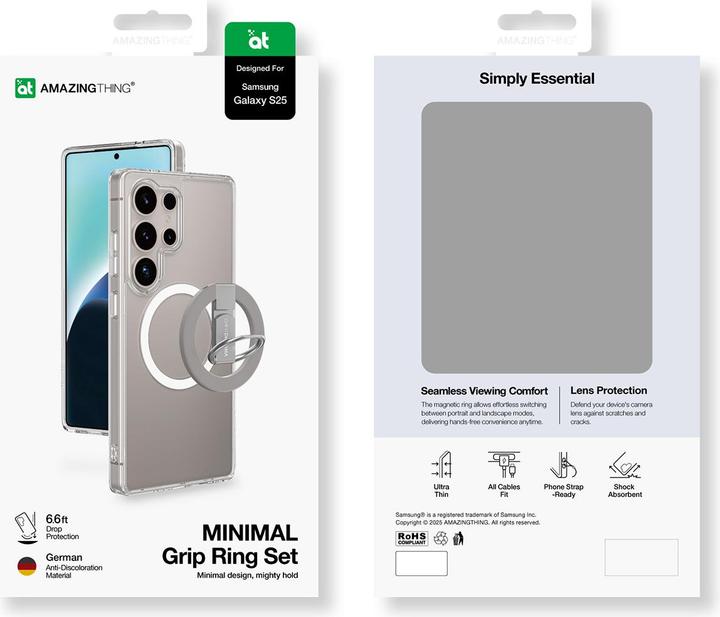 Image du produit Amazingthing Minimal Mag Case mit Magnetring und Magnetring für Samsung Galaxy S25 - Transparent (Samsung Galaxy S25)