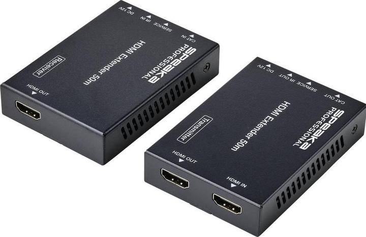 SpeaKa Professional HDMI-Extender 50 m über Netzwerkkabel mit Einweg-IR (Extender)