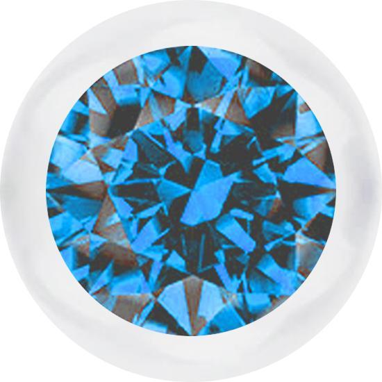 Star Piercing Kugel transparent mit Kristall hellblau (ohne Messing, Bioflex)