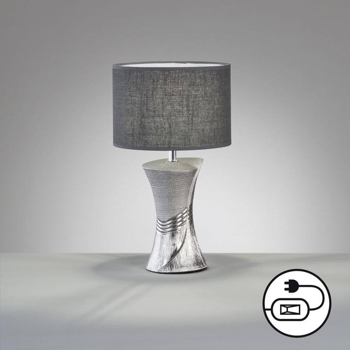 Immagine prodotto Fischer & Honsel Honsel Louis lampada da tavolo E14 paralume in tessuto Lino grigio argento 50724 (E14)