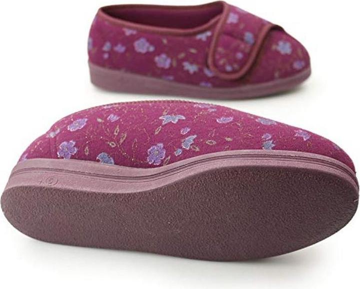 Actual product image Comfylux Davina Slippers With Velcro And Floral Pattern Extra Wide Fit (39)