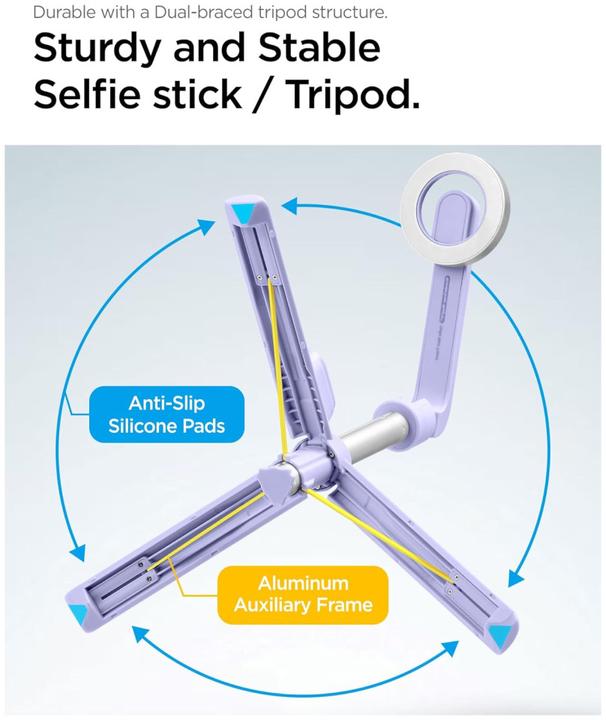 Produktbild Spigen S571W MagSafe Bluetooth Selfie Stick with Tripod - Purple