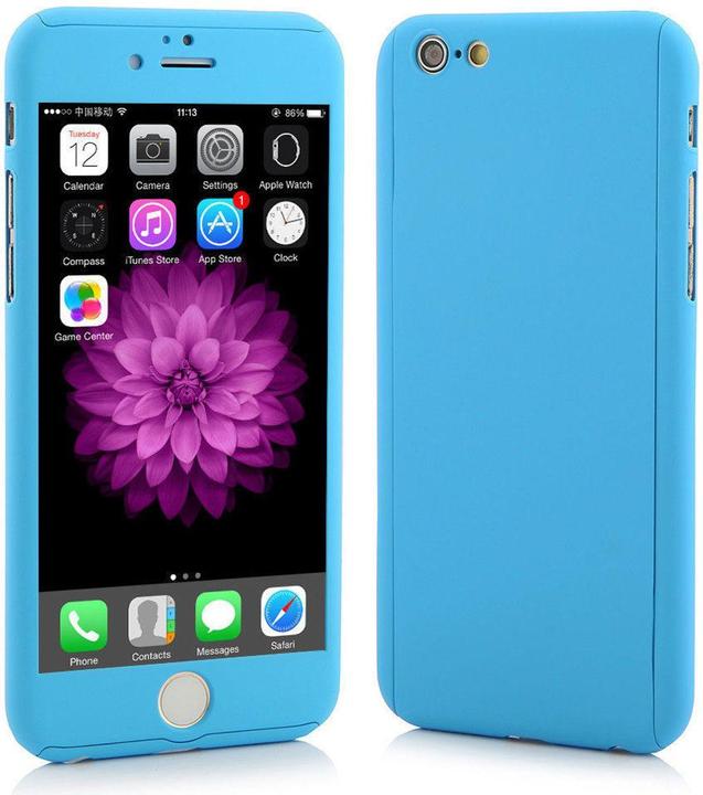 Produktbild König Design Hülle Handy Schutz für Samsung Galaxy S6 Full Case Cover Displayschutz 360 Blau (Samsung Galaxy S6)