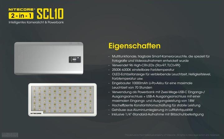 Actual product image Nitecore SCL10 Kameralicht