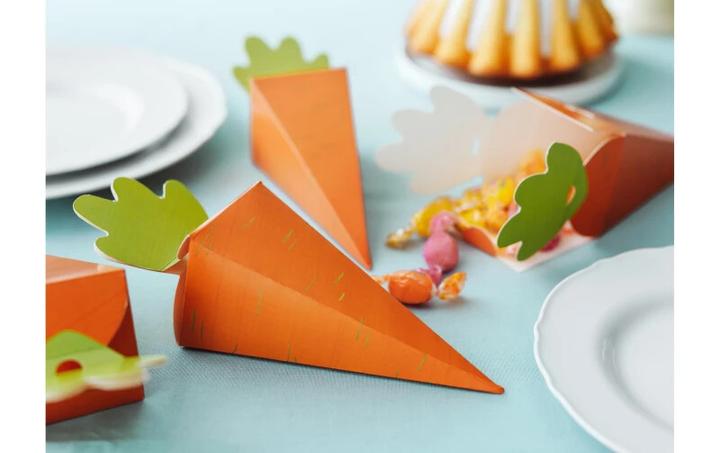 Actual product image Partydeco Easter craft set carrot box 7.5 x 26.5 x 7.5 cm, orange (6 x, 0.5 x 19 x 37 cm)
