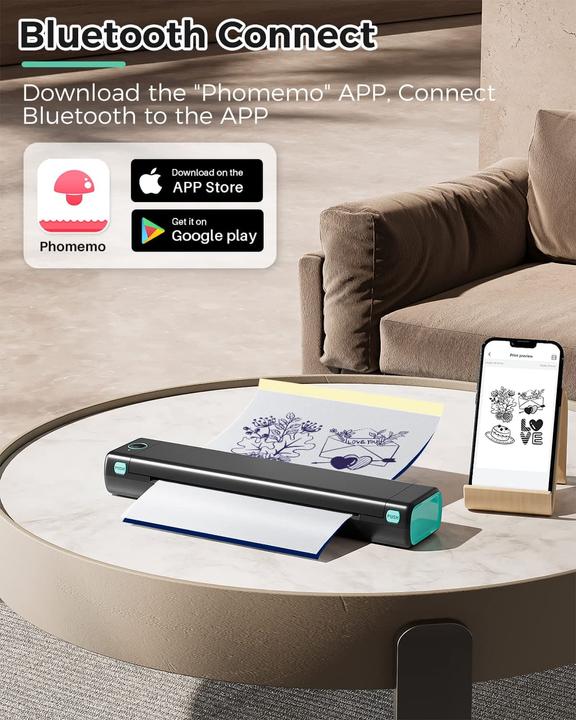 Produktbild Phomemo M08F für Letter- & A4-Format BLA (Thermodirekt, Schwarz-Weiss)