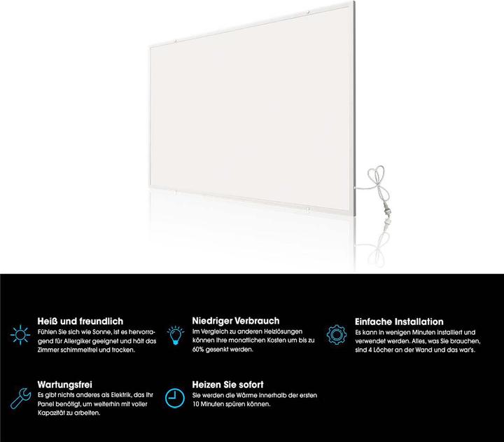 Produktbild Wiltec Set Infrarotheizung 400W Heizpaneel IR Elektroheizung und WLAN Thermostat (400 W)