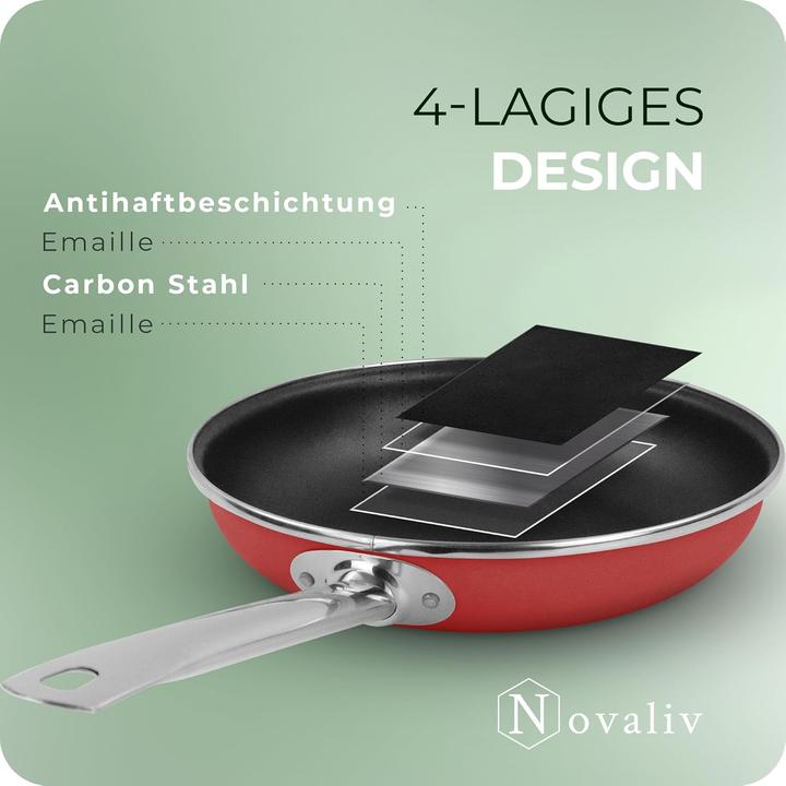 Produktbild Novaliv Energiesparpfanne 24 cm Einsparung bis zu 40% - Emaillierter Stahl, Antihaft Beschichtung in (24 cm, Bratpfanne, Stahl)