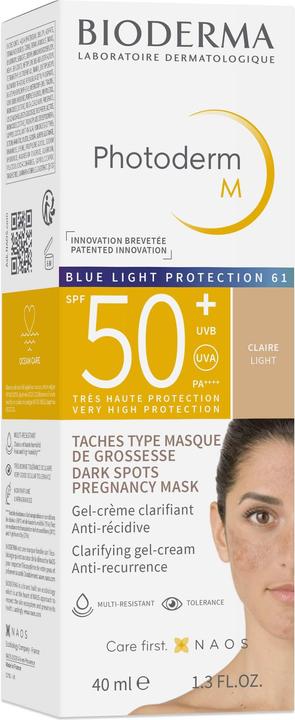 Actual product image Bioderma Photoderm M SPF50+ claire (Sun cream face, SPF 50, 40 ml, 150 g)