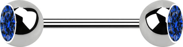 Produktbild Star Piercing Micro Barbell silber mit zwei Kugeln Kristall dunkelblau (ohne Messing, Titan G23)