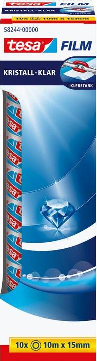 Produktbild tesa 10x tesafilm KRISTALL-KLAR, hochtransparent, alterungsbeständig, mit starker Haftung (15 mm)