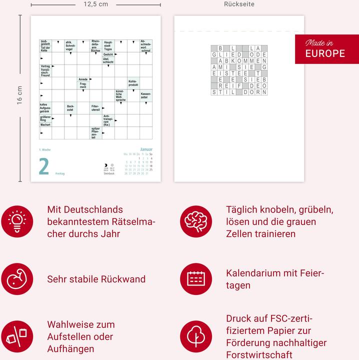 Actual product image Stefan Heine Kreuzworträtsel Tagesabreisskalender 2026 (Hardcover, German)