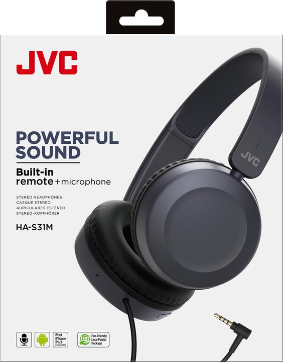 Actual product image JVC HA-S31M-A (on-ear, JA, blue colour (ANC, Cable)