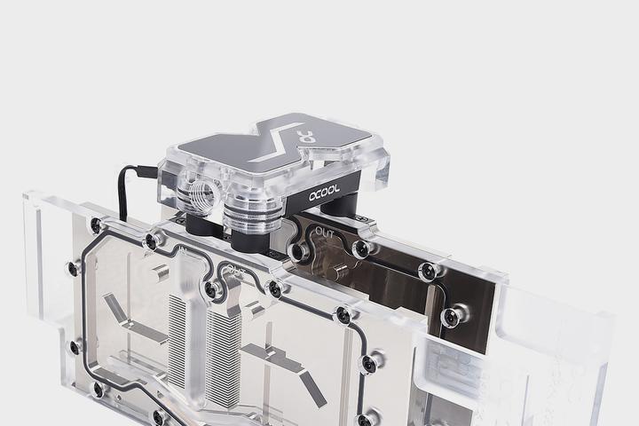 Actual product image Alphacool GPX SLI Connector Dual - Plexi - Addressable RGB - 3 PCI-E Space