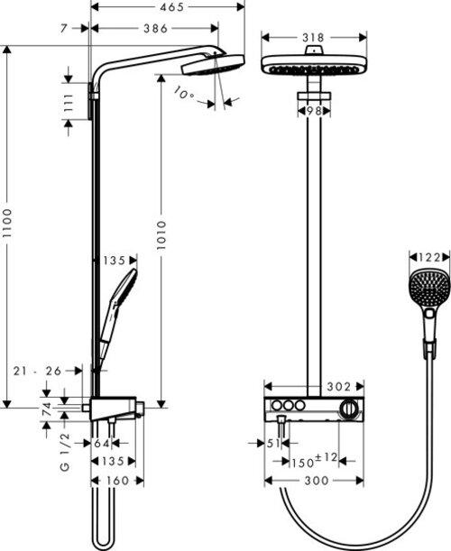 Produktbild hansgrohe Showerp RAINDANCE SELECT E 300 3jet ST DN 15 chrom