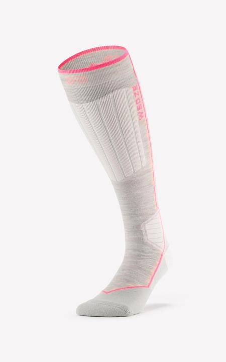 Wedze Skisocken Snowboardsocken Erwachsene Wolle - 900 Wool beige/ neonpink