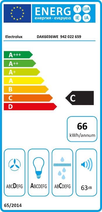 Energie-Label Electrolux DAK6036WE (Flachschirmhaube)