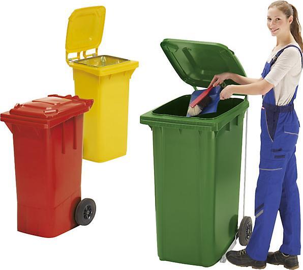 Actual product image kaiserkraft Large plastic waste garbage can, according to DIN EN 840 (360 l)