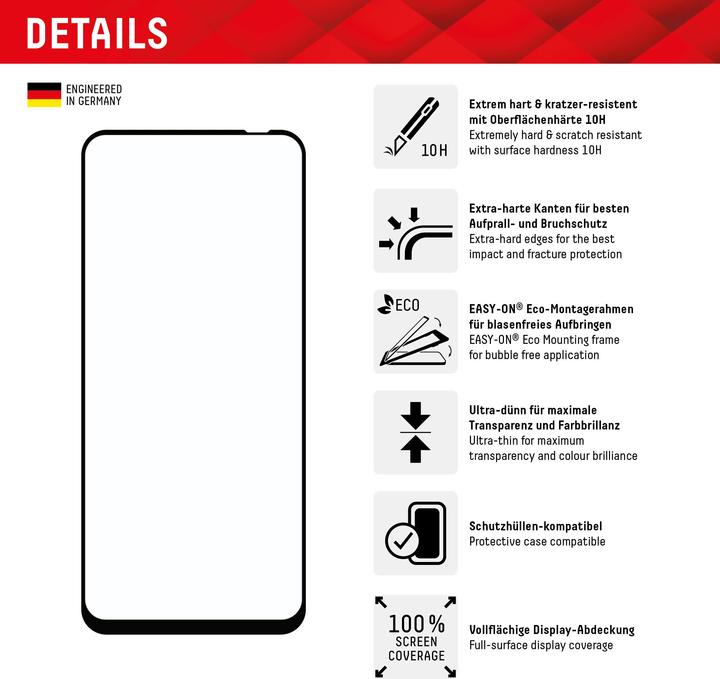 Productafbeelding Displex Real Glass, Full Cover Panzerglas (1 Stuk, Xiaomi Redmi Note 12, Xiaomi Poco X5, Xiaomi Redmi Note 12 5G)