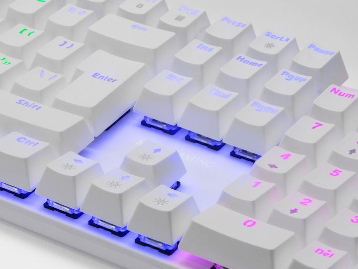 Actual product image Mars Gaming MK422 White RGB Gaming Keyboard Brown Mechanical Switch US Language (US, Cable)