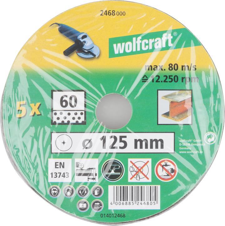 Produktbild wolfcraft wolfcraft 1 Fiberschleifsch.-Set 20-tlg. WS ø125mm (24, 40, 60, 100)