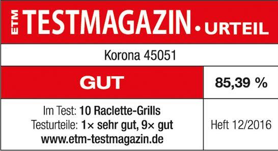 Immagine prodotto Korona el. Griglia per raclette 45051 sw