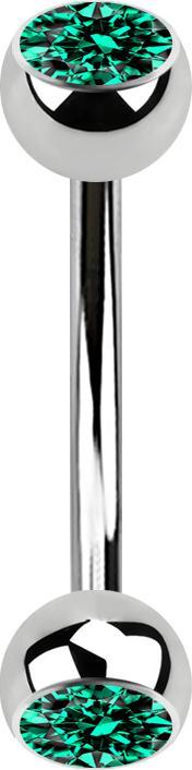 Star Piercing Banane silber mit zwei Kugeln Kristall türkis (ohne Messing, Chirurgenstahl 316L)