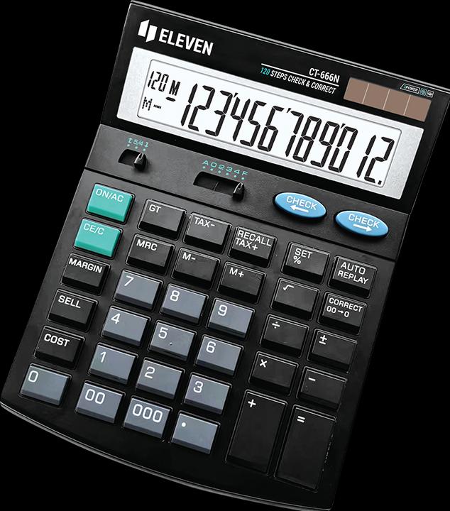 Produktbild Eleven Rechner CT666N, schwarzer Tischrechner mit Mehrwertsteuerberechnung, 12 Ziffern, automatische Abscha