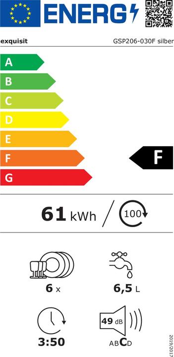 Energie-Label Exquisit Exqu TischGeschSp. GSP206-030F silber 813310201