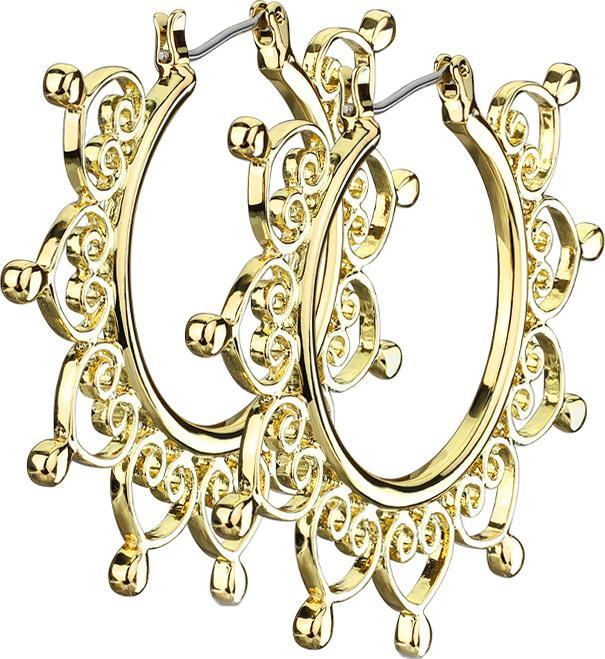 Star Piercing Ohrring vergoldet filigrane Herzen (Chirurgenstahl 316L, Messing)