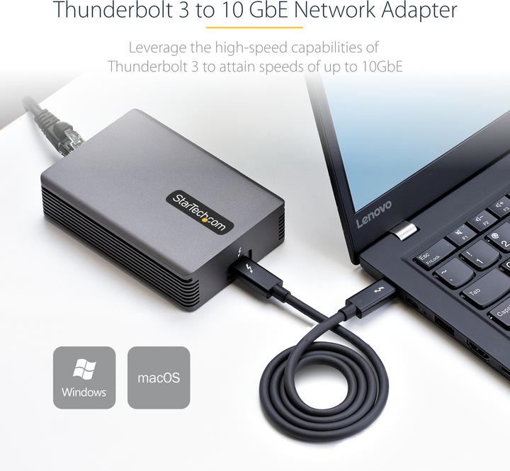 Actual product image StarTech COM Thunderbolt 3 to Ethernet Adapter 10GbE Multi-Gigabit Thunderbolt 3 to RJ45 Network Ada (Thunderbolt 3, RJ45 10 Gigabit Ethernet (1x))