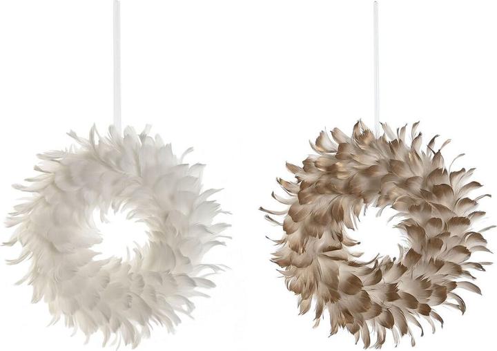 Immagine prodotto Esprit Ghirlanda di Natale Home Oro Bianco Piuma 30 x 7 x 30 cm (2 pezzi)