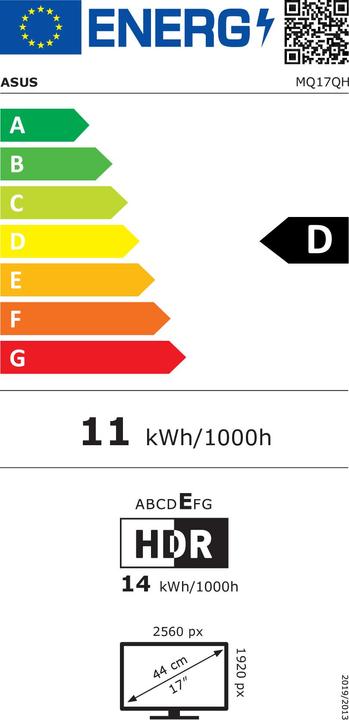 Energie-Label ASUS ZenScreen Fold OLED MQ17QH (2560 x 1920 Pixel, 17.30")