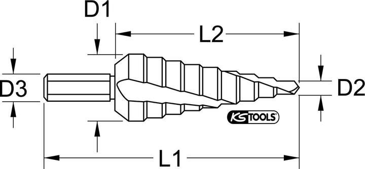 Actual product image KS Tools HSS CO 5 step drill (10.7 millimetres)