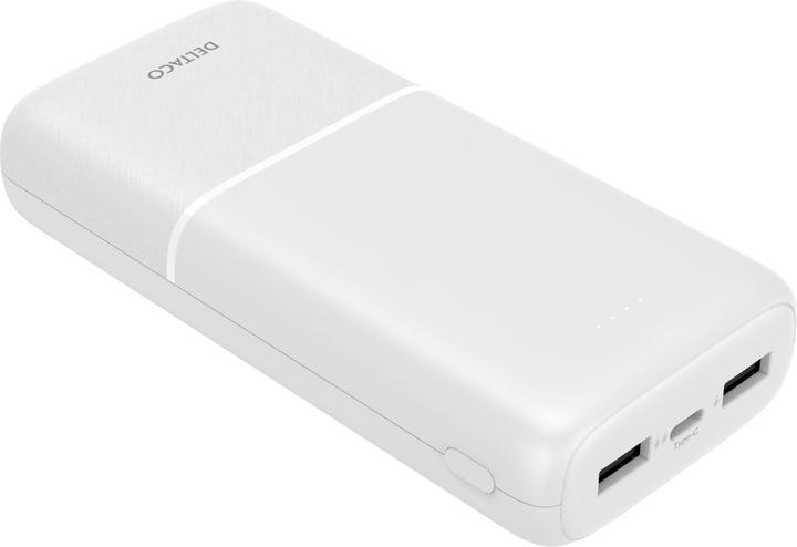 Actual product image Deltaco Powerbank 20,000 mAh, 2x USB-A, 1x USB-C - White (20000 mAh, 10.50 W)