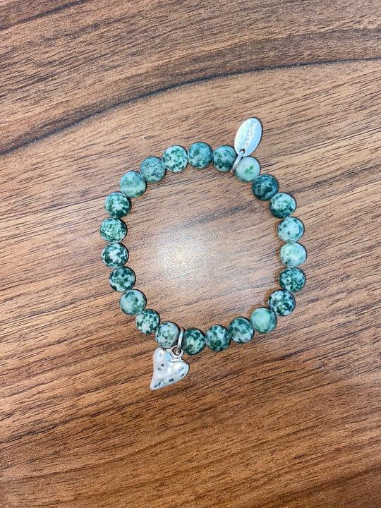 Immagine prodotto Andreani Bracciale con ciondolo a forma di cuore in vero diaspro di Picasso (8 cm)