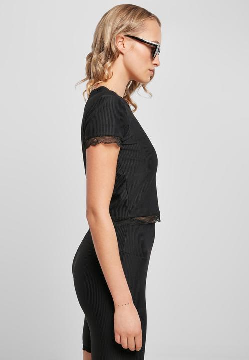 Actual product image Urban Classics Ladies Cropped Lace Hem Tee (3XL)