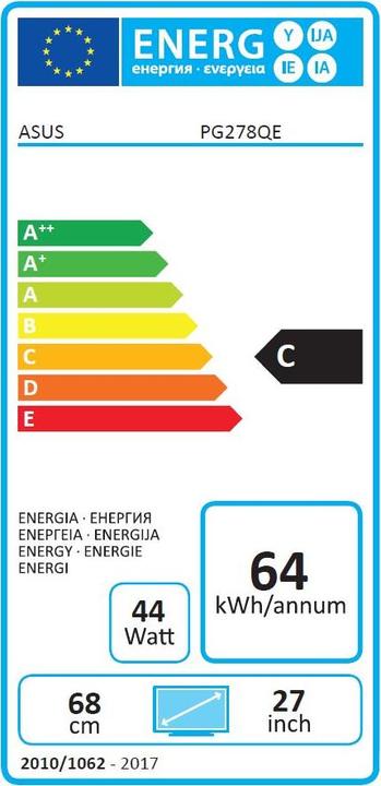 Energy Label ASUS ROG Swift PG278QE (2560 x 1440 pixels, 27")