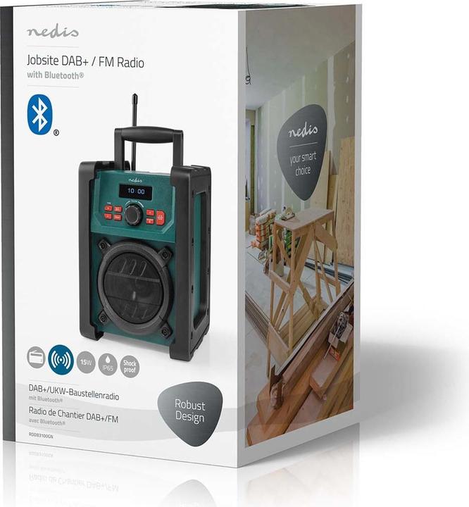Produktbild Nedis DAB + Radio Tisch Ausführumg DAB+ / FM 2.2" Scharz-weiss Monitor Batteriebetrieben/Netzstromver (DAB+, FM, Bluetooth)